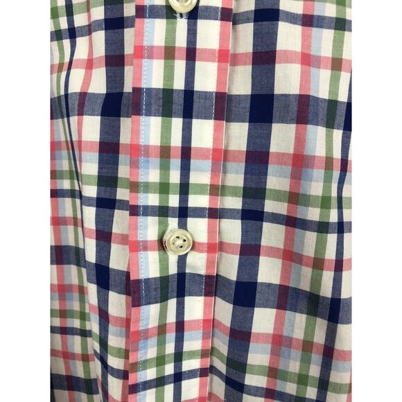 Tommy Hilfiger Dress Shirt Size 17.5 Pink/Blue Plaid Regular Fit Button - Picture 2 of 4